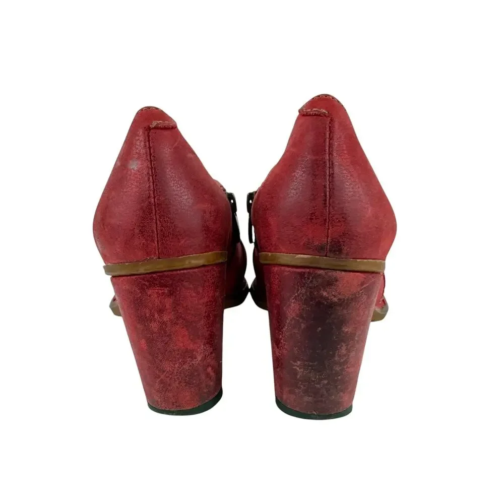 El Naturalista Red Leather Low Ankle Boot